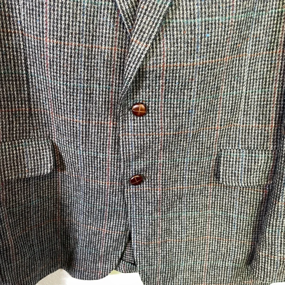Hunter‎ Haig Blazer Coat Men's Multicolor Button Up Long Sleeve 100%Pure Wool